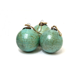 Bombka szklana rustykalna metaliczny niebieski AQUA 14cm